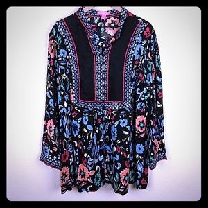 Woman Within Floral Peasant Tunic 1X